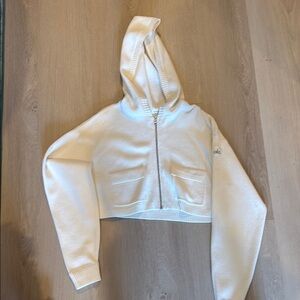 White Cropped Hoodie with Logo